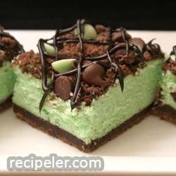 St. Patrick's Chocolate & Mint Cheesecake Bars