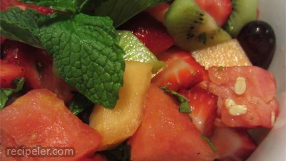 Summer Fruit Salad with a Lemon, Honey, and Mint Dressing
