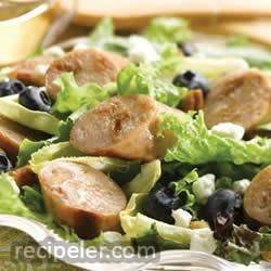 sweet apple chicken sausage, endive, & blueberry salad with toasted pecans