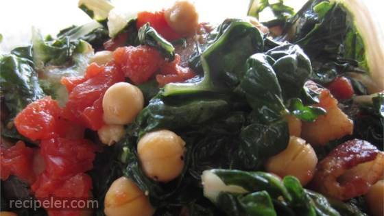 Swiss Chard With Garbanzo Beans And Fresh Tomatoes