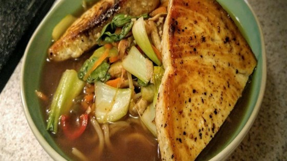 Swordfish Over Ginger Hot And Sour Soba Soup