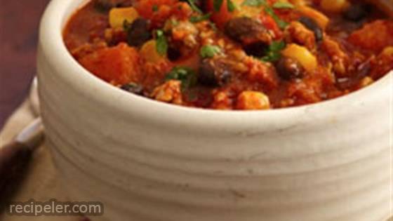 Tex-mex Turkey Chili With Black Beans, Corn And Butternut Squash