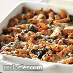 Three-Cheese Chicken Penne Pasta Bake