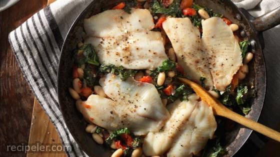Tilapia with White Beans and Kale Skillet