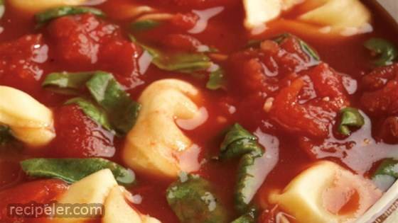 Tomato Soup with Spinach and Tortellini