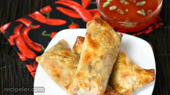 Turkey Spinach Crispy Baked Egg Rolls