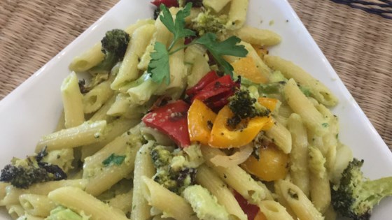 Vegan Avocado Pasta With Blackened Vegetables