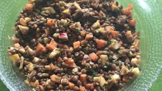 vegan lentil salad with apples and carrot