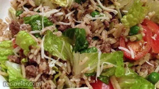 Warm Talian Rice Salad With Sausage And Romaine