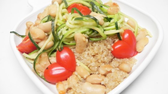 zucchini noodle and cannellini bean quinoa bowl