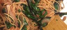 beet greens and noodles