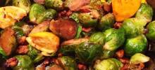 browned brussels sprouts with orange and walnuts