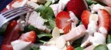 Chicken Strawberry Spinach Salad with Ginger-Lime Dressing