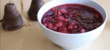 cranberry sauce with orange juice, honey, and pears