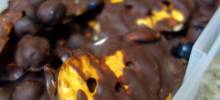 dark chocolate-covered berries, almonds, and pretzel crisps&#174;