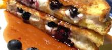 Easy Blueberries And Cream French Toast Sandwich with Orange Maple Syrup