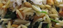 elegant orzo with wilted spinach and pine nuts