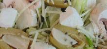 feta garlic salad with mushrooms