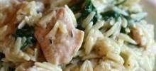 garlic chicken with orzo noodles