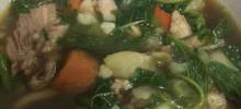 green amaranth and chicken soup