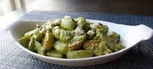 green chile pesto with roasted chayote squash