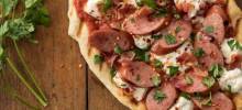 grilled burrata pizza with hillshire farm&#174; smoked sausage