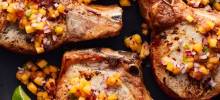 grilled ranch pork chops with peach jalapeno salsa