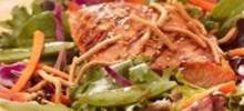 Grilled Salmon, Snap Peas and Spring Mix Salad with Chow Mein Noodles