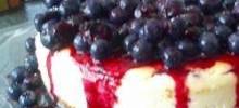 lemon souffle cheesecake with blueberry topping