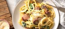 linguine with hillshire farm&#174; smoked sausage and greens