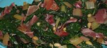 Red Swiss Chard with Pine Nuts and Prosciutto
