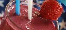red, white, and blue fruit smoothie