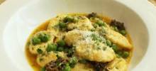 ricotta gnocchi with fresh peas and mushrooms