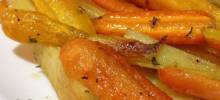 Roasted Sweet Potatoes and Vegetables With Thyme and Maple Syrup
