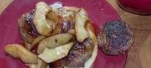 sausage sandwich with sauteed apple slices