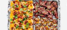 sheet pan nachos, sticky sesame ginger wings, and smashed loaded potatoes from reynolds wrap&#174;