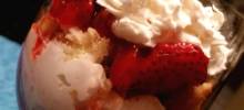 strawberry cream parfaits with coconut macaroons