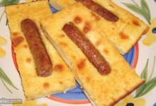 baked pancakes with sausages