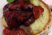 basil cake with balsamic strawberries