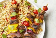 beef kebabs with pomegranate couscous