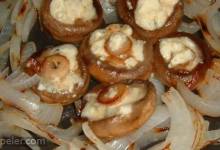 Blue Cheese Stuffed Mushrooms with Grilled Onions