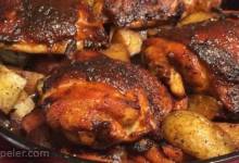 Cast ron Honey-Sriracha Glazed Chicken with Roasted Root Vegetables