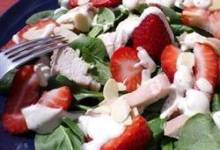 Chicken Strawberry Spinach Salad with Ginger-Lime Dressing