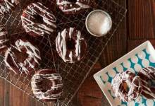 chocolate-glazed mochi doughnuts