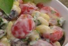 Creamy Cherry Tomato Salad with Fresh Basil, Corn and Onion