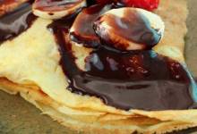 dessert crepes with homemade chocolate sauce