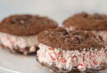 double chocolate and peppermint ce cream sandwich cookies
