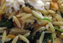 elegant orzo with wilted spinach and pine nuts