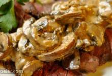 Flat ron Steak with Mushroom Sauce