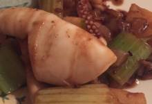 fried squid with pineapple (muc xao thom)
